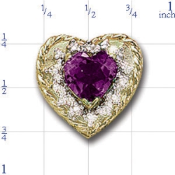 B1799 14K HEART SLIDE WITH HEART SHAPE AMETHYST+ DIAMONDS 